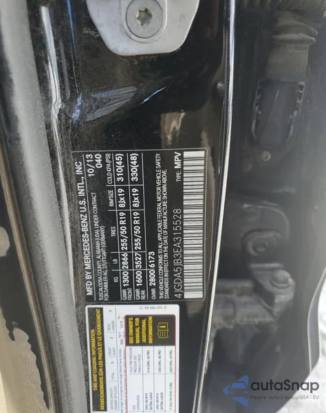 2014 Mercedes-Benz Ml 350 z USA, uszkodzony, nr VIN 4JGDA5JB3EA315528